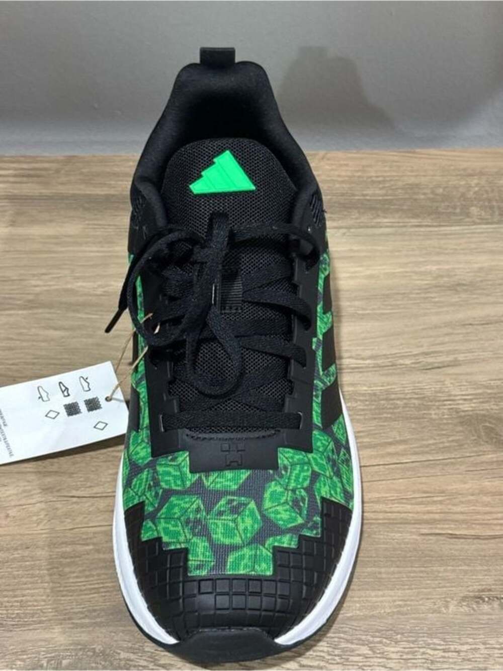 NIB Adidas Minecraft Fortarun 7Y, Green & Black Running Shoes - Picture 4 of 7